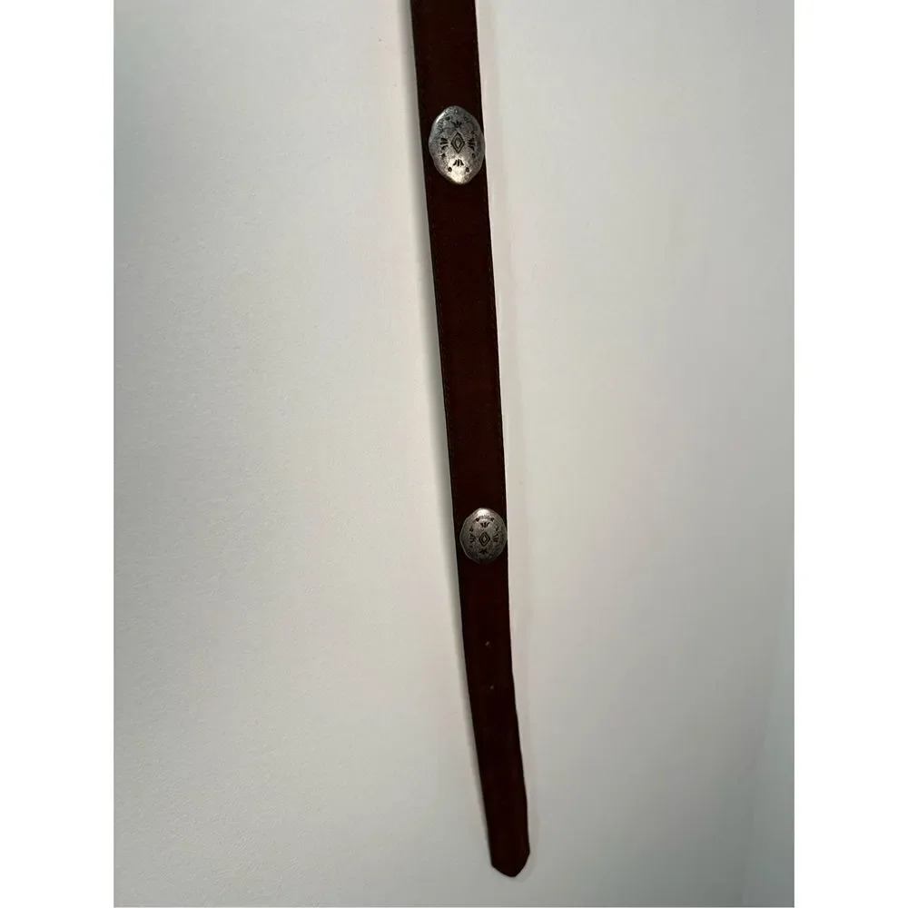 Woolrich 1’ Italian leather brown belt with silver accents size 38”. #5-1094